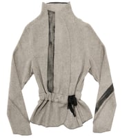 Image 2 of LUXURY BEIGE ECO-FRIENDLY FLEECE JACKET WITH BLACK STRIP