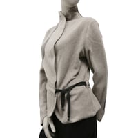 Image 3 of LUXURY BEIGE ECO-FRIENDLY FLEECE JACKET WITH BLACK STRIP