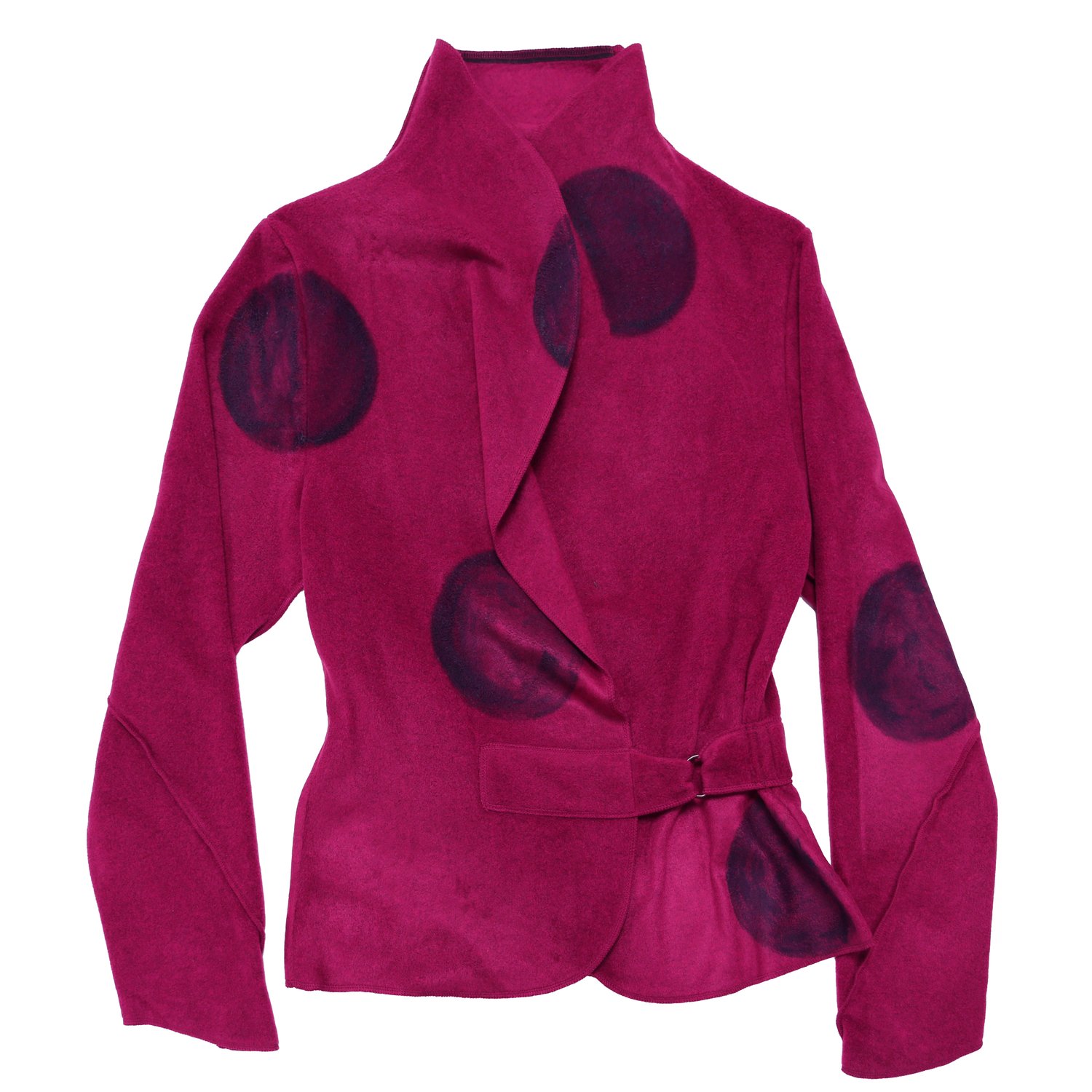 Image of ECO-FRIENDLY BURGUNDY FLEECE JACKET WITH BLACK DOT 