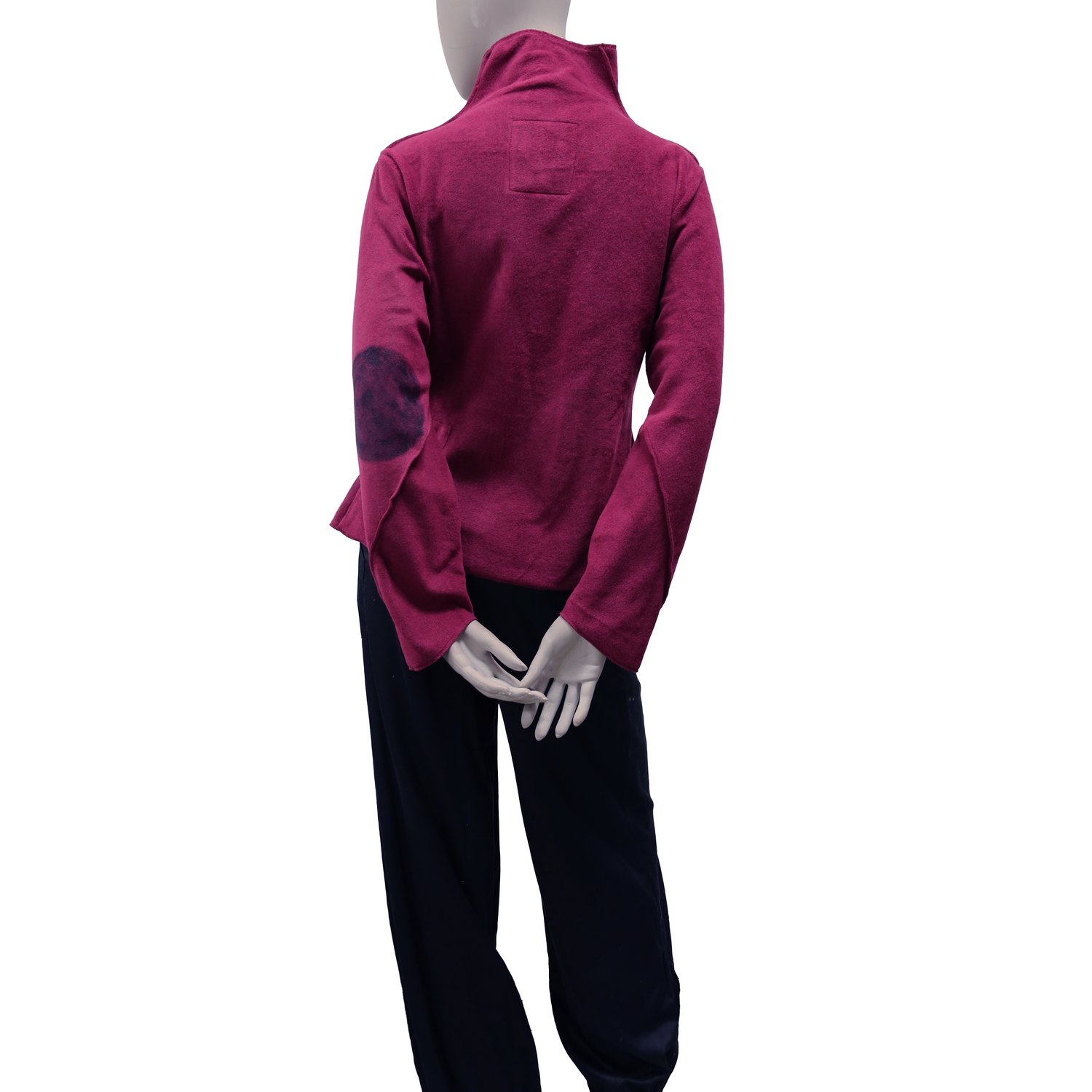 Image of ECO-FRIENDLY BURGUNDY FLEECE JACKET WITH BLACK DOT 
