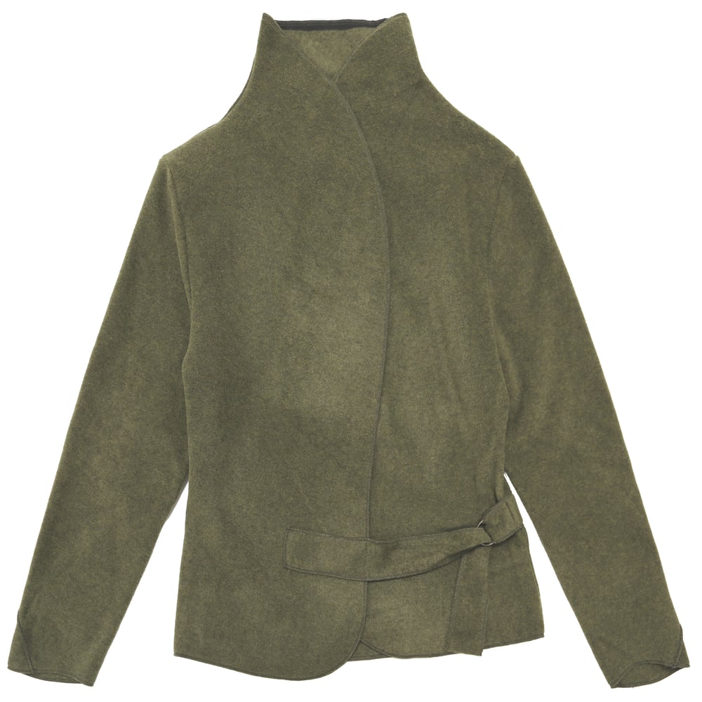Image of KHAKI GREEN LUXURY ECO-FRIENDLY FLEECE JACKET