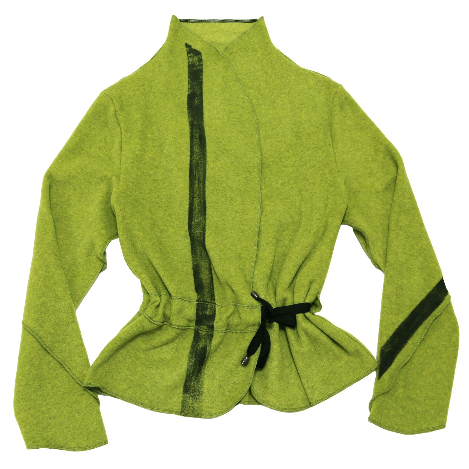 Image of APPLE GREEN ECO-FRIENDLY FLEECE JACKET WITH BLACK BAND