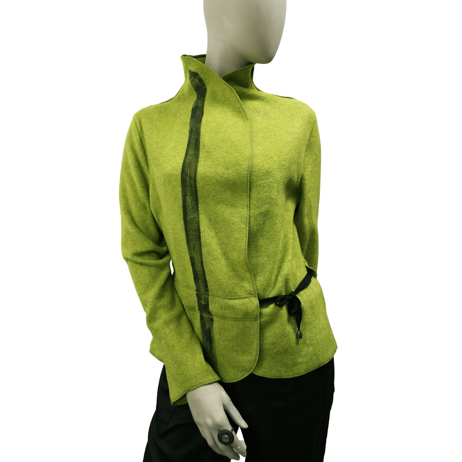 Image of APPLE GREEN ECO-FRIENDLY FLEECE JACKET WITH BLACK BAND