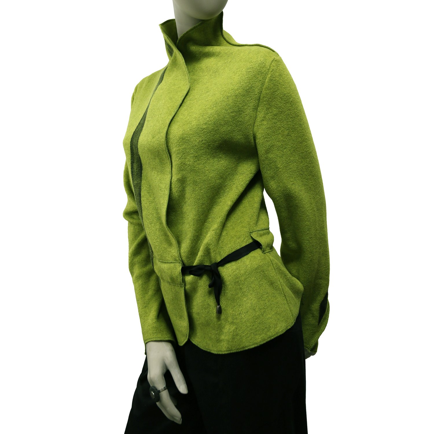Image of APPLE GREEN ECO-FRIENDLY FLEECE JACKET WITH BLACK BAND