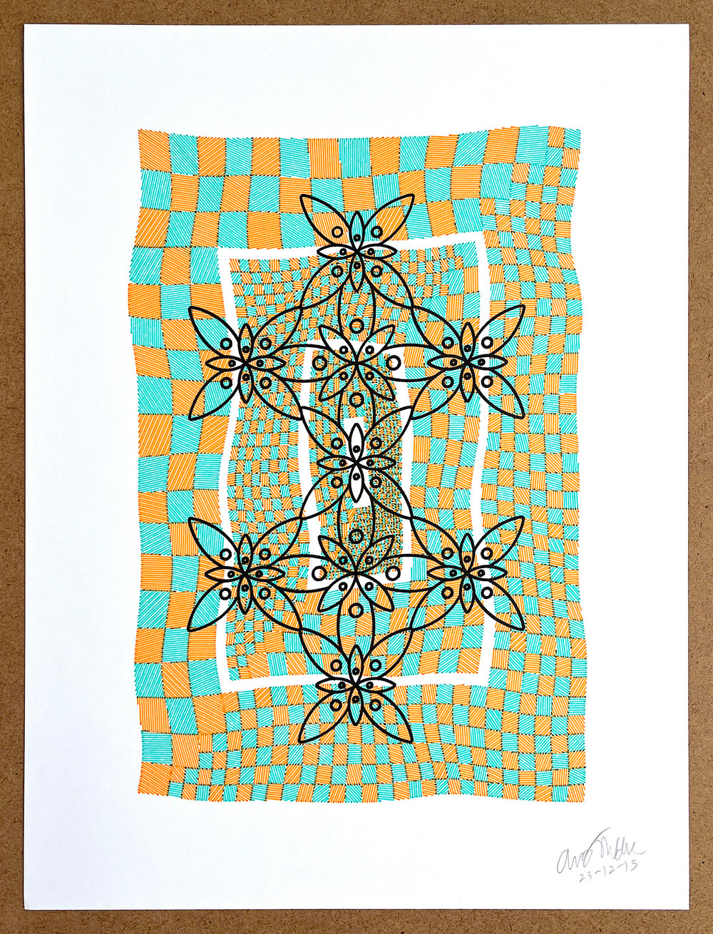 Image of Checker Flower #1 (9" x 12")