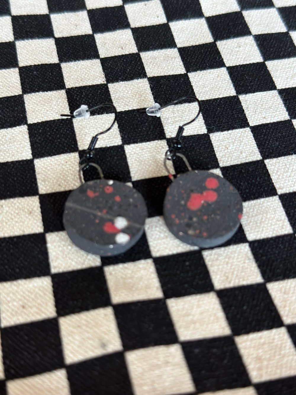 Black Clay Round earrings