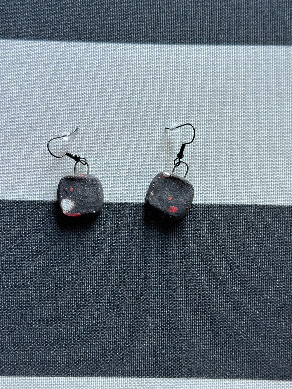 Black Clay Square Earrings