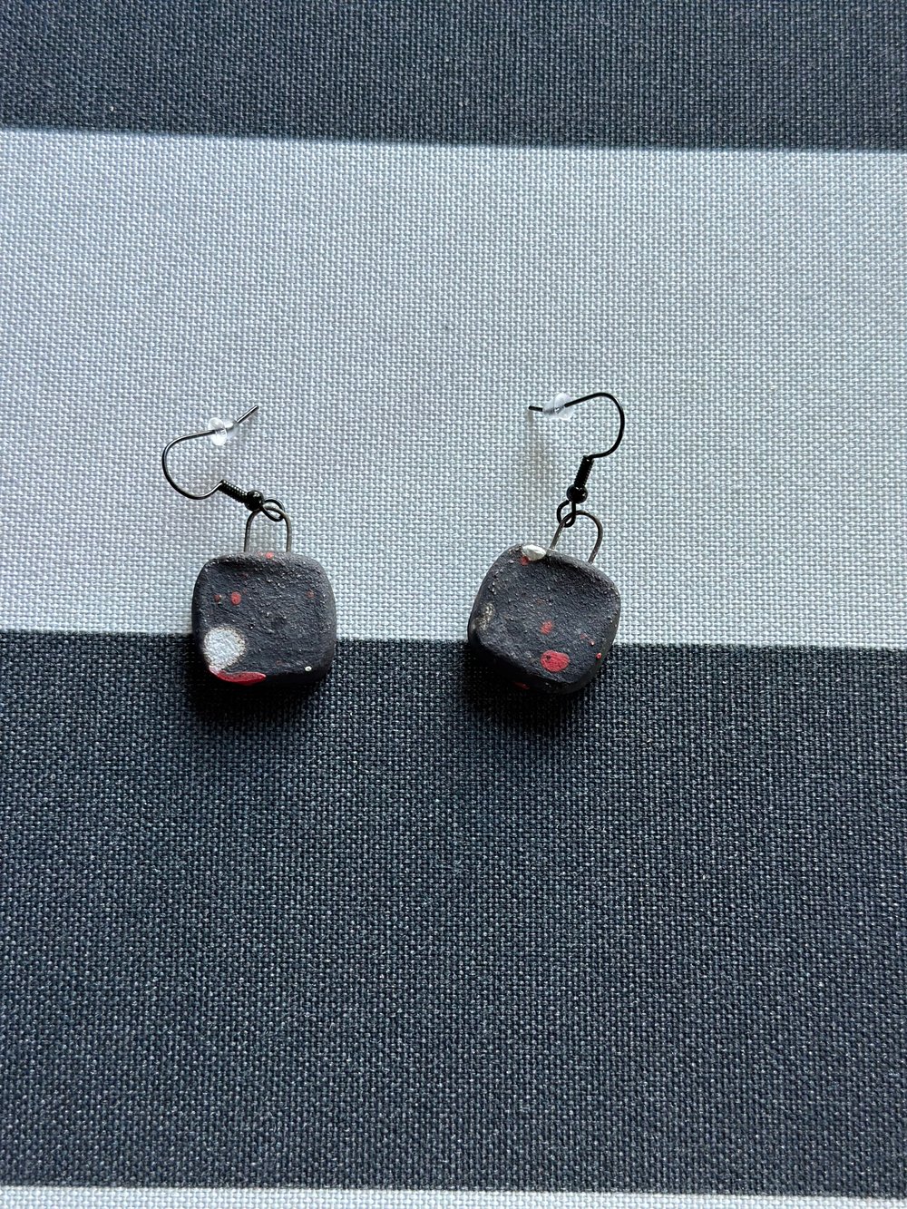 Black Clay Square Earrings