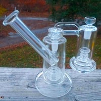 Image 2 of Dual Matrix Sidecar Bong Hookahs Birdcage Perc Dab Rig With Ash Catcher Joint Size 18.8mm