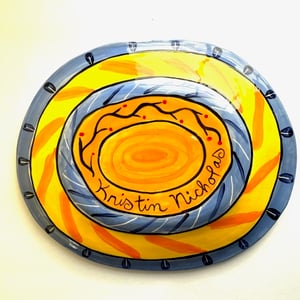 Image of 35 Large Platter with Caterpillar and Butterfly and Flowers 2023