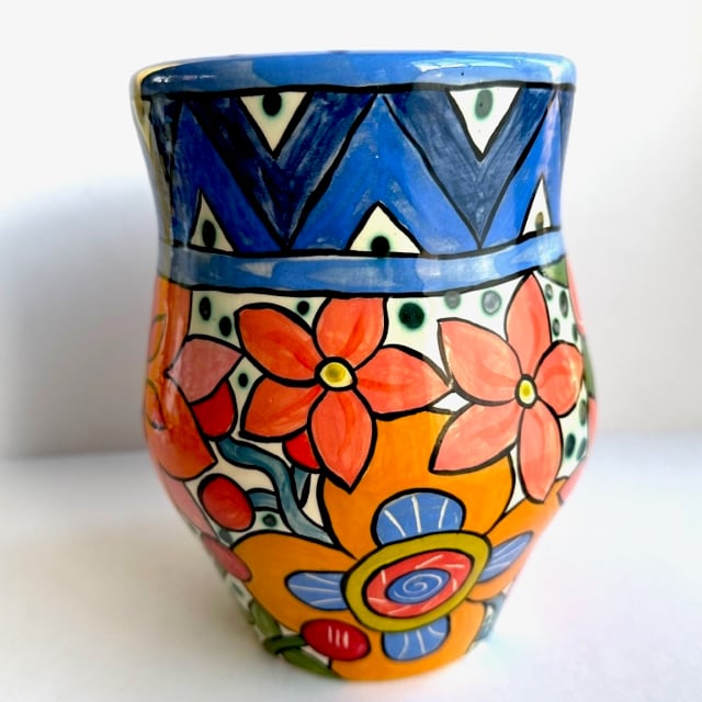 Image of 40 Large Vase or Cache Pot with Chevron Border 2023