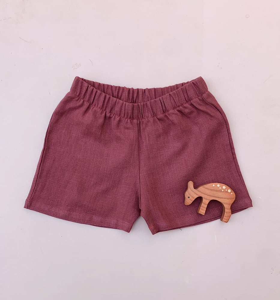 Image of Everyday linen shorts berry 