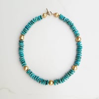 Image 1 of Golden Pearl & Turquoise Necklace