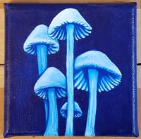 Image 1 of Mushrooms Original Canvas Painting - Blue or Purple