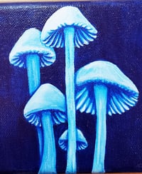 Image 2 of Mushrooms Original Canvas Painting - Blue or Purple