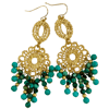 Ltd Ed - Gold Hatshepsut Filigree Fringe Earrings - Natural Turquoise