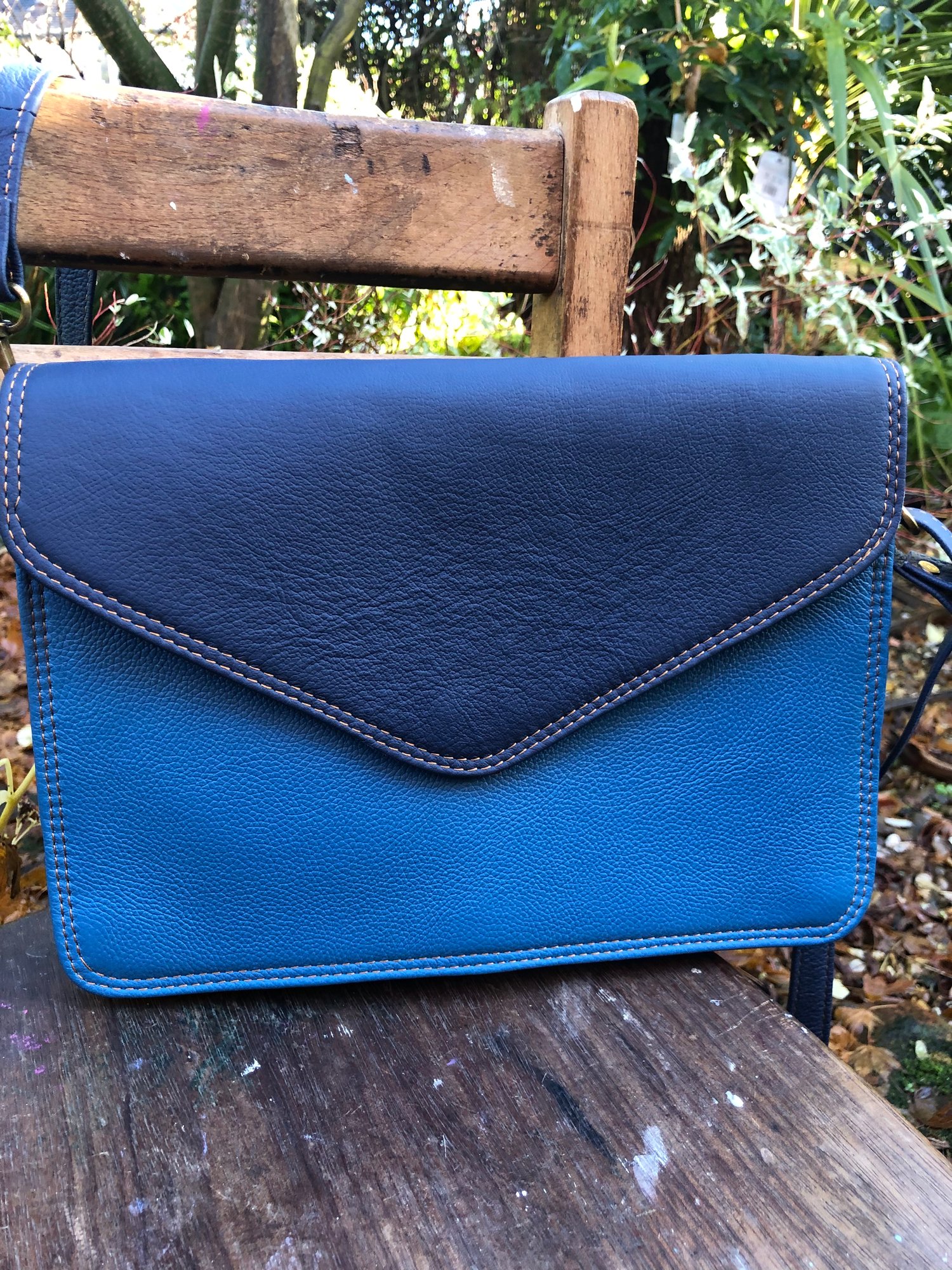 Image of Harlequin Collection - Recycled Leather Envelope Bag -#40A