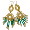 Ltd Ed - Gold Hetepheres Filigree Fringe Earrings - Turquoise & Moonstone