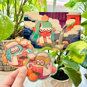 Splatoon Yuzu Onsen Sticker and Print set