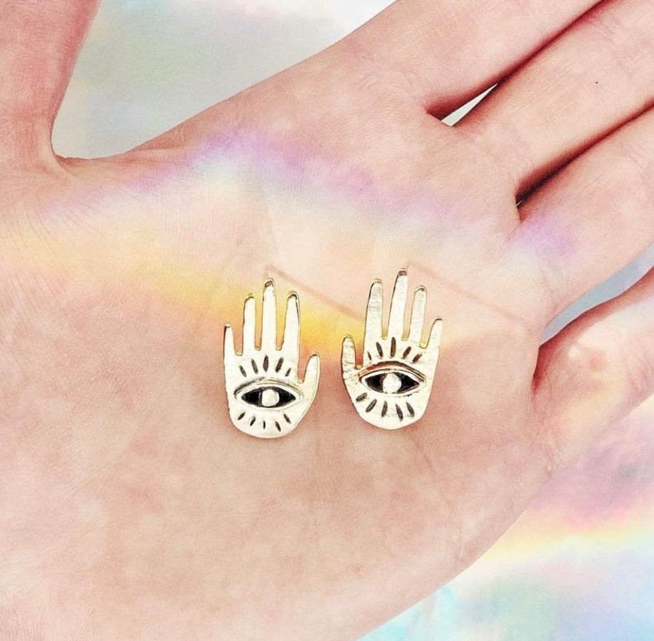 Image of Small Hand Eye Earrings