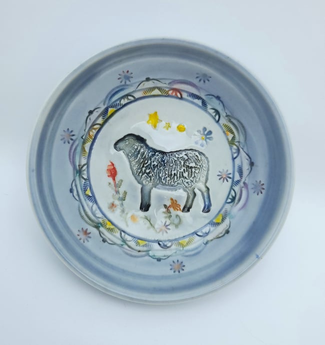 Starry Sheep Porcelain Bowl