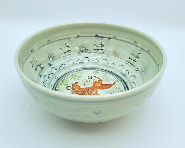 Handpainted Koi Porcelain Bowl