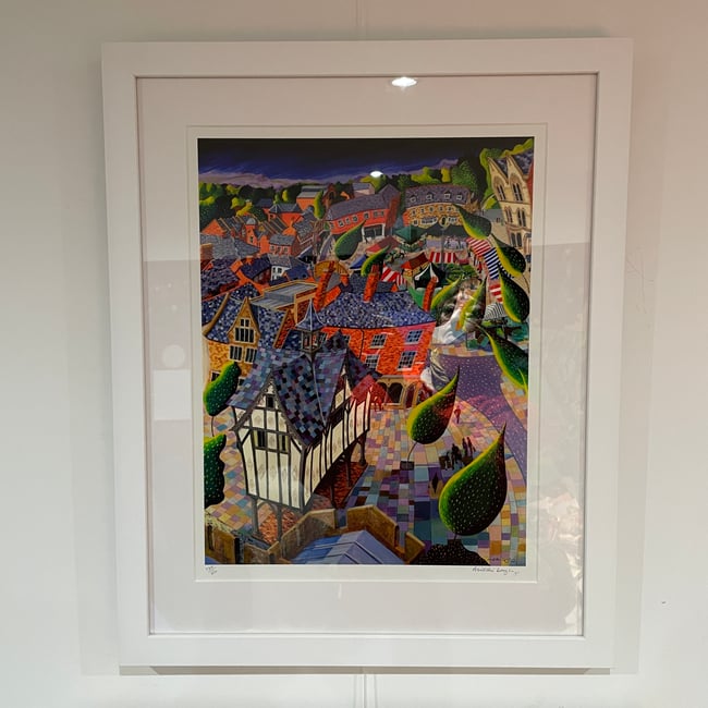 Framed Print of "Market Harborough Old Grammar School and Farmers Market"