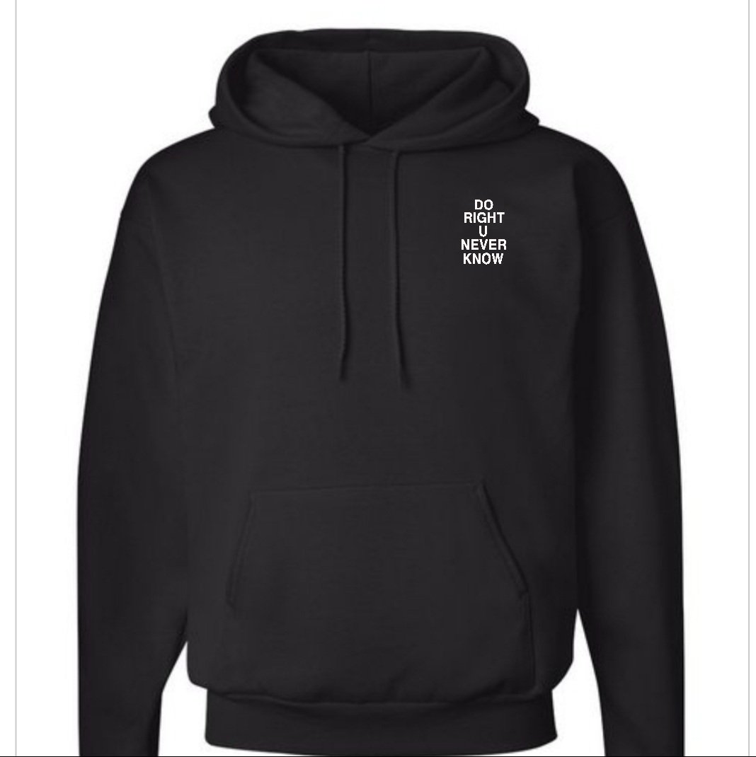 Image of Stacked "Do Right U Never Know" Hoodie – Black