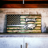 Philadelphia Eagles Themed American Flag Wall Art Wooden