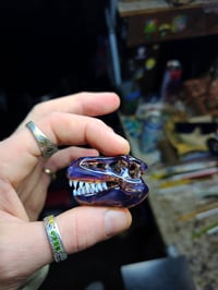 Image 4 of Chocolate opal T-Rex skull pendant. 