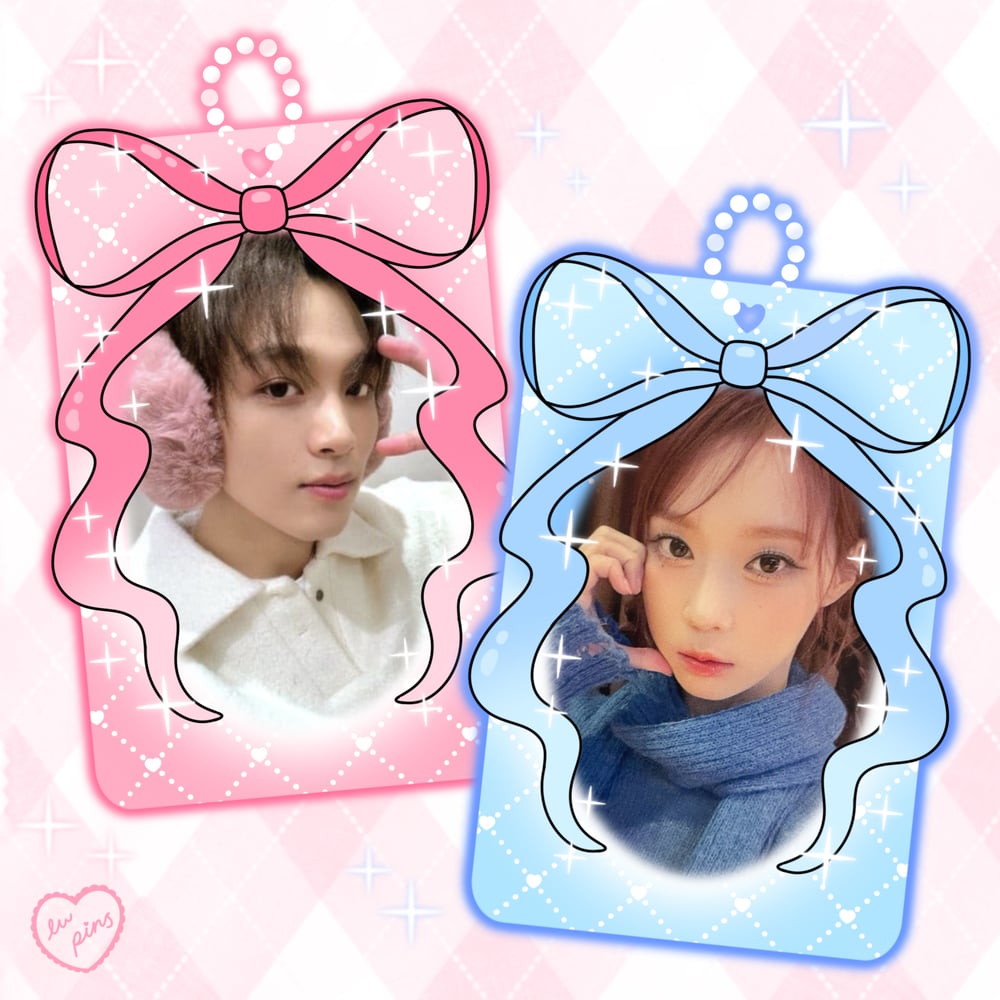 Pink & Blue Coquette Bow Double Sided Acrylic Photocard Holder
