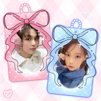Image 2 of Pink & Blue Coquette Bow Double Sided Acrylic Photocard Holder