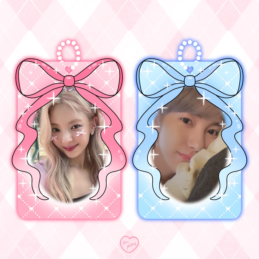 Pink & Blue Coquette Bow Double Sided Acrylic Photocard Holder