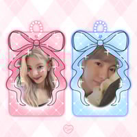 Image 3 of Pink & Blue Coquette Bow Double Sided Acrylic Photocard Holder