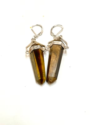 Image of Tiger's Eye Crystal Point Earrings