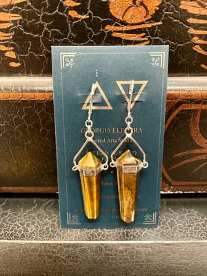 Image of Tiger's Eye Crystal Point Earrings