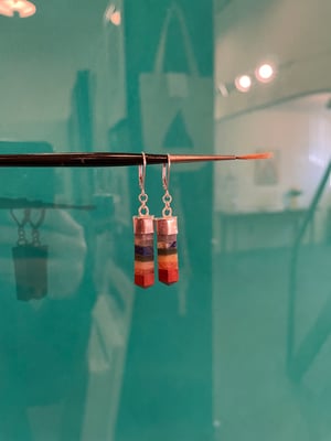 Image of Rainbow Layered Crystal Point Earrings