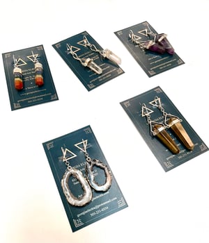 Image of Rainbow Layered Crystal Point Earrings