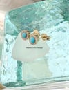 14k solid gold diamond & turquoise studs earrings 