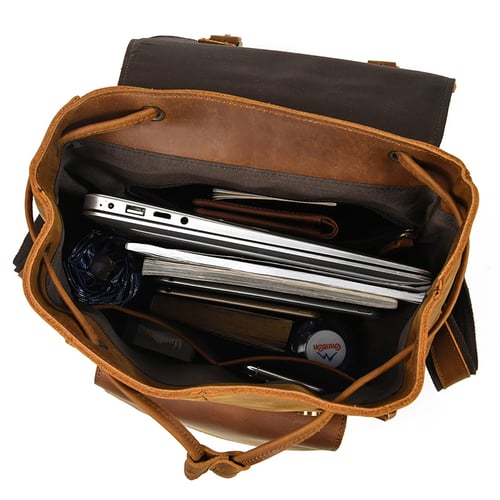 Image of Handmade Vintage Crazy Horse Leather Backpack Travel Backpack