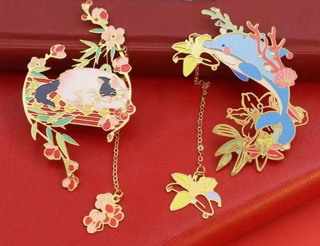 Image of Cute Animals Bookmark(Phoenix, Dolphin, Cat Bookmark)