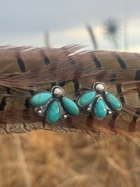 Image 1 of Chilean Turquoise Flower Studs