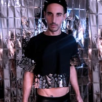 Image 1 of CRACKLED CROP TOP SILVER