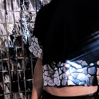 Image 3 of CRACKLED CROP TOP SILVER