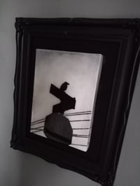 Image 3 of Framed Mini Bird on a Sign Original