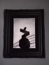 Image 1 of Framed Mini Bird on a Sign Original