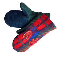 Image 3 of Winter 2024- Repurposed Wool Sweater Mittens (Plaid Mix F*&%K)