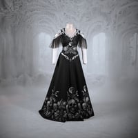Image 1 of Skull 20s gothic wedding dress black alternative