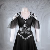 Image 2 of Skull 20s gothic wedding dress black alternative