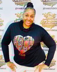 Image 1 of HBCU LOVE / LADIES CUT & UNISEX LONG SLEEVE HOODIE SHIRT (Black)